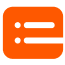 an orange icon with two white lines on a white background