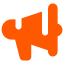 an orange icon of a megaphone on a white background